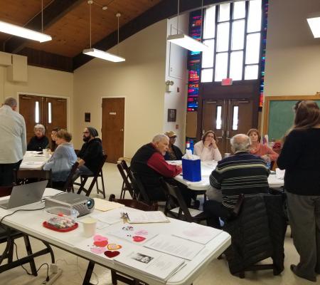 adult parishioners at group study